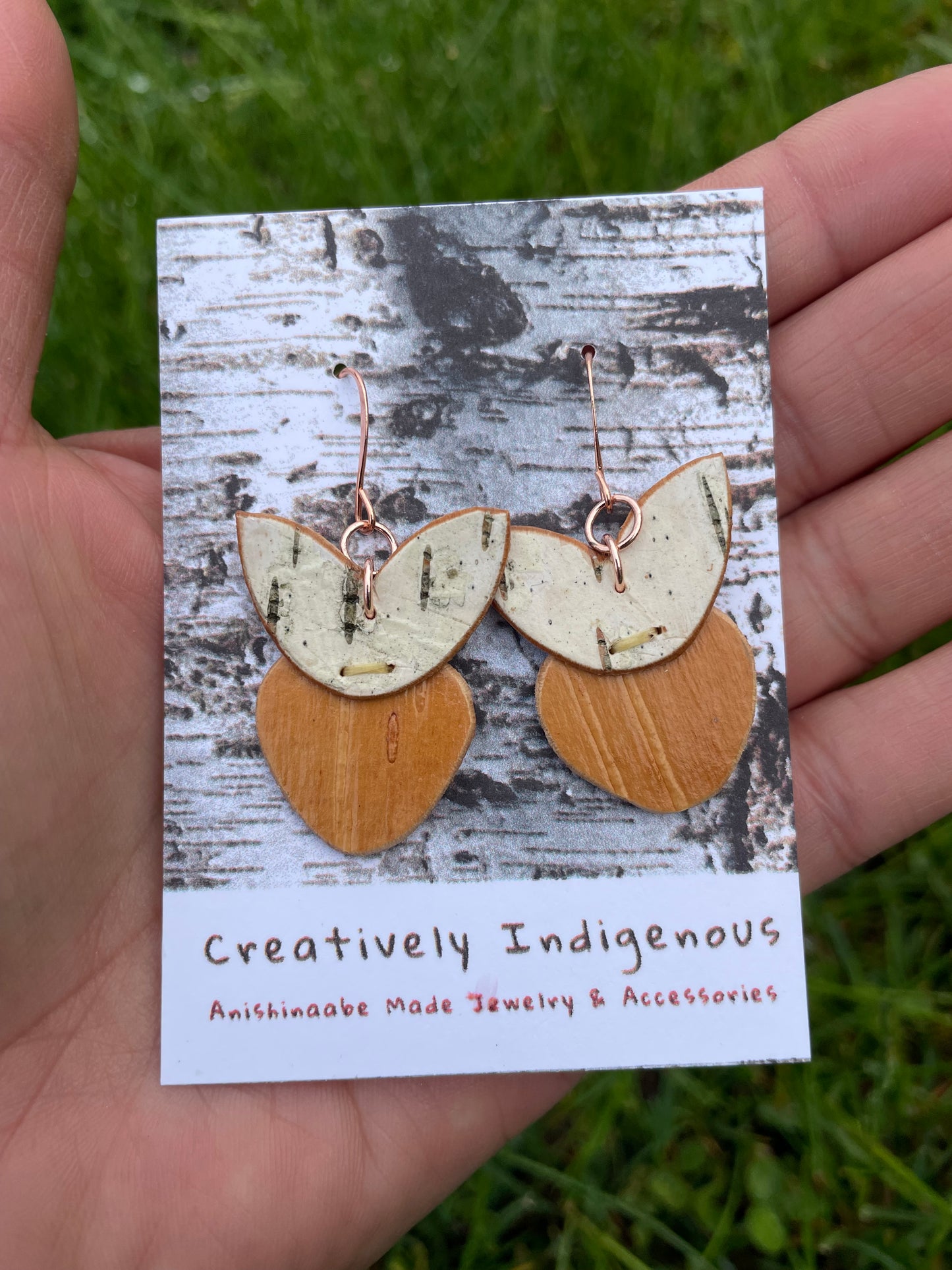 Birchbarkberry Earrings (Rose Gold)