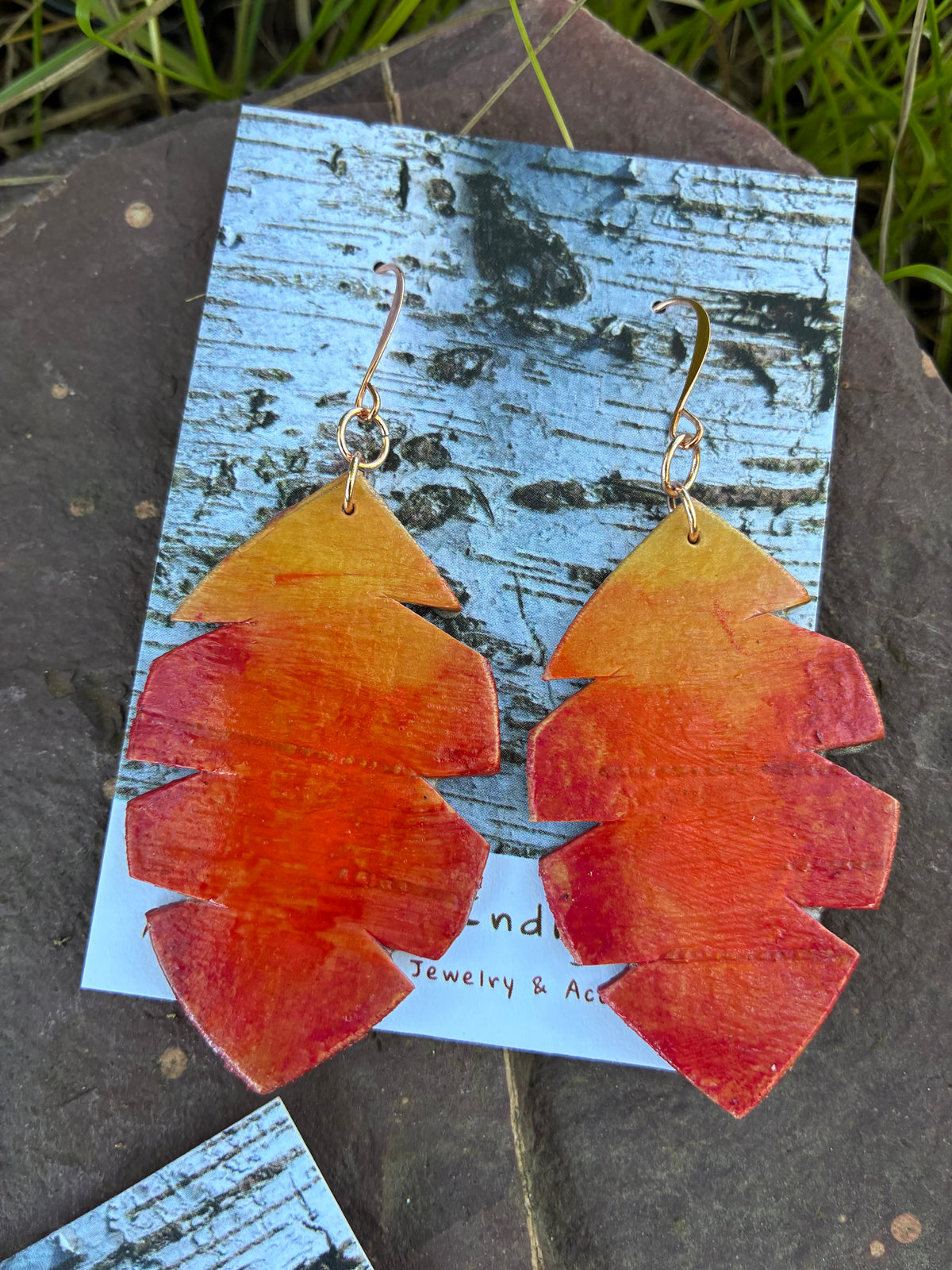 Wiigwaas Dagwaagin Birchbark and Watercolor Earrings (large)