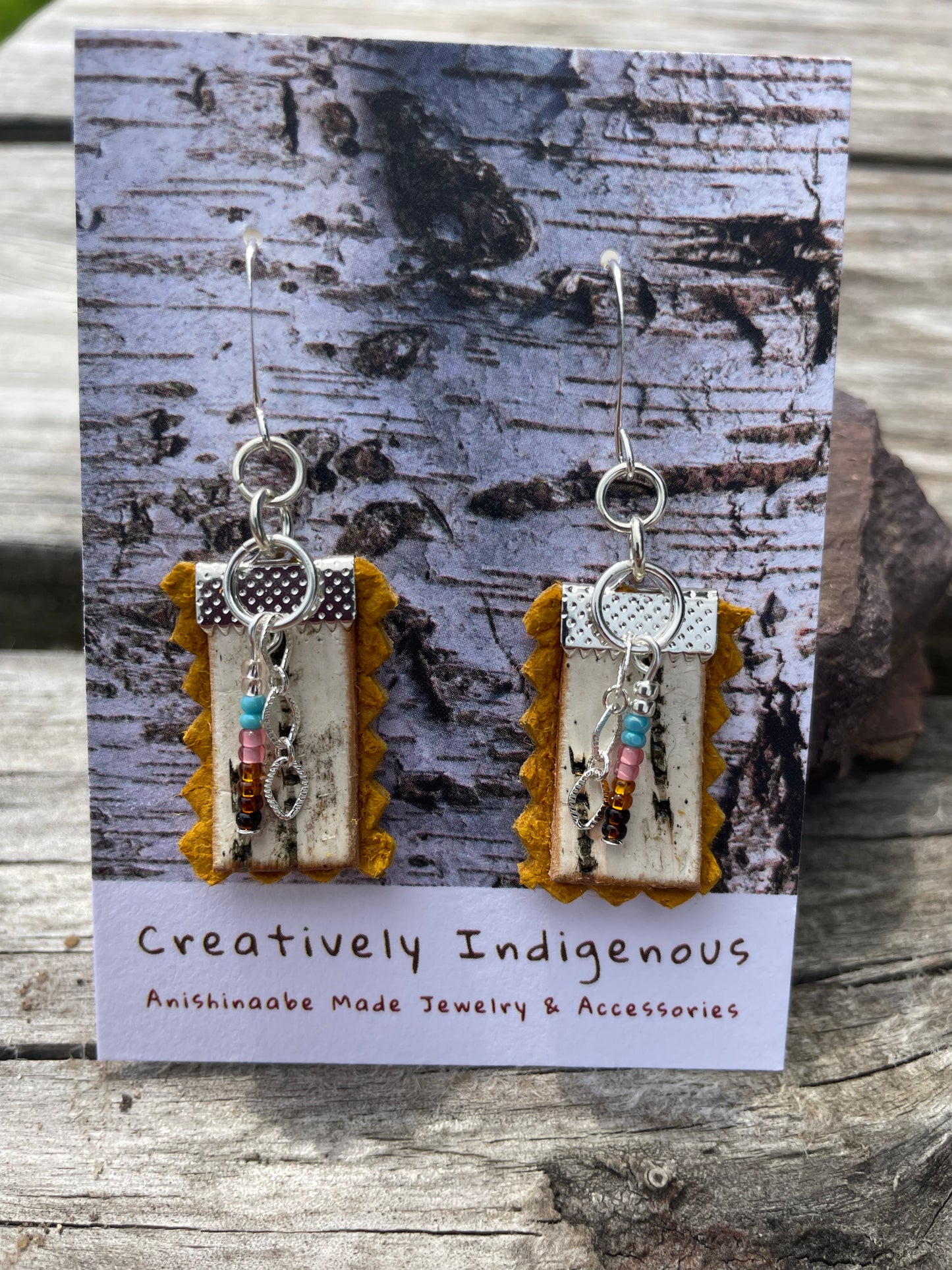 Birchbark, Buckskin & Beads Earrings