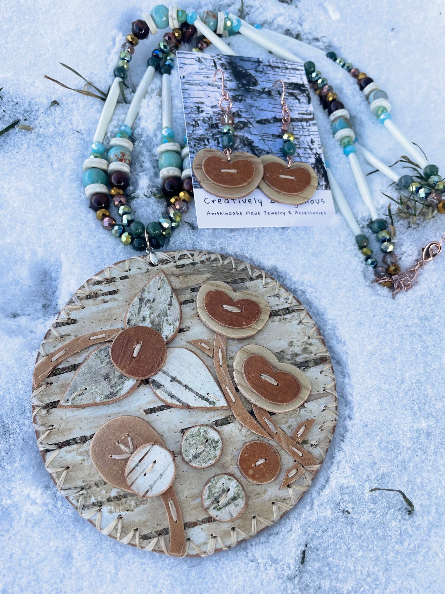 Birchbark Medallion Set with Tiger’s Eye and Agate