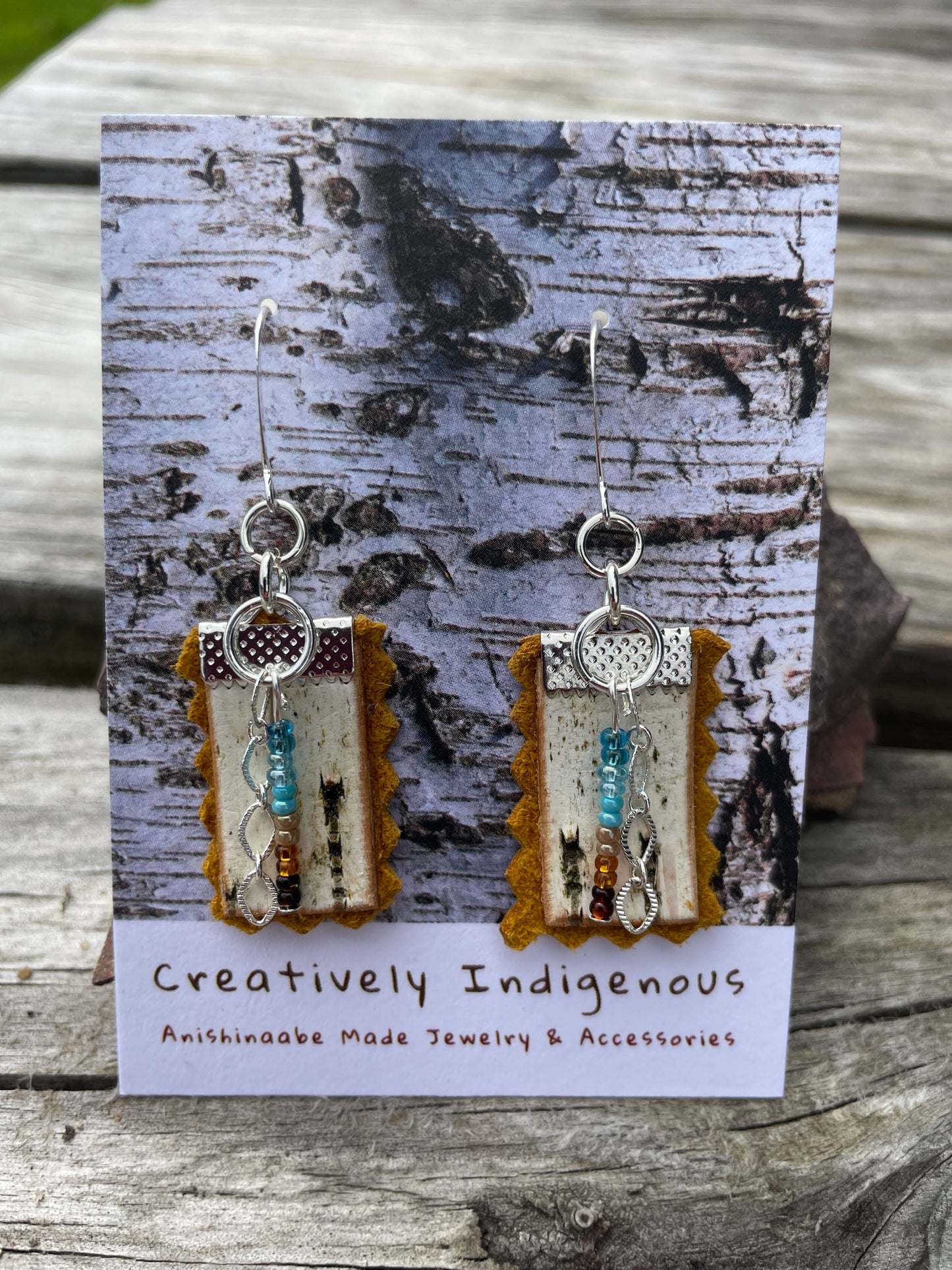 Birchbark, Buckskin & Beads Earrings