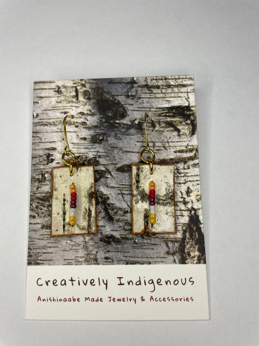Birchbark and Seed Bead Earrings