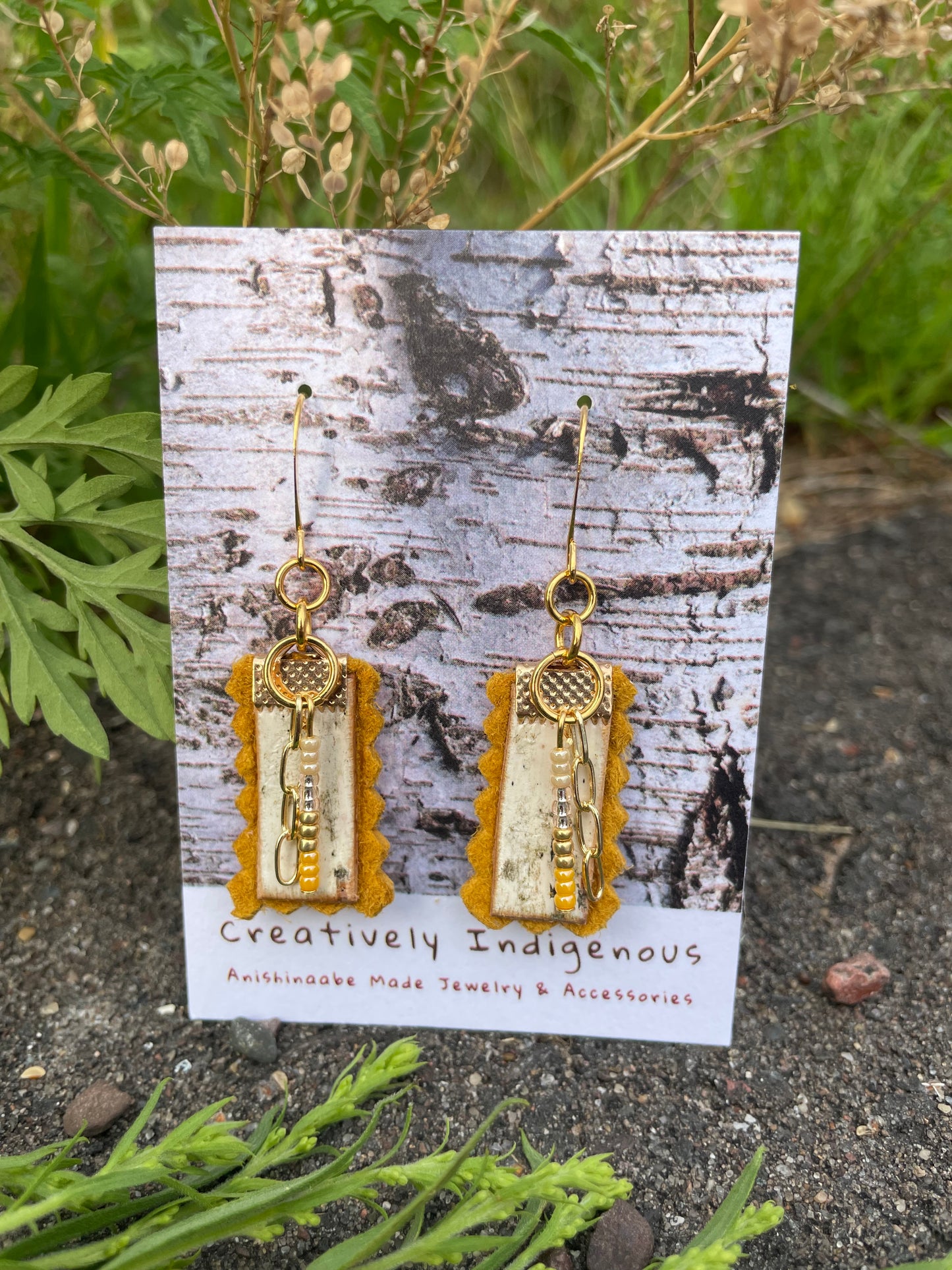 Birchbark, Buckskin & Beads Earrings (Copy)