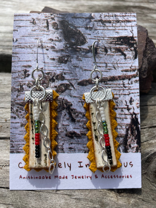 Birchbark, Buckskin & Beads Earrings
