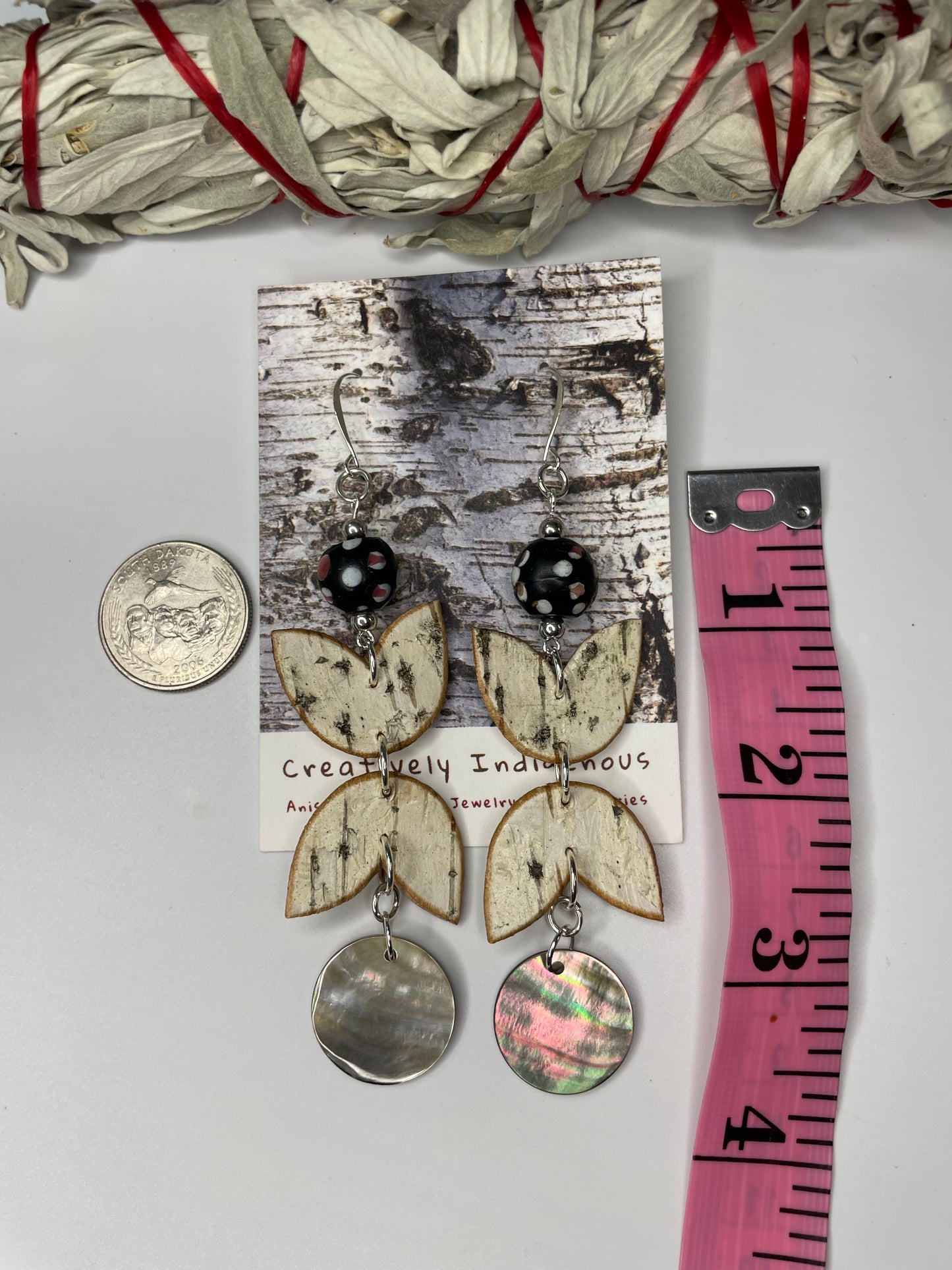 Floral Woodland Petals Birchbark Earrings