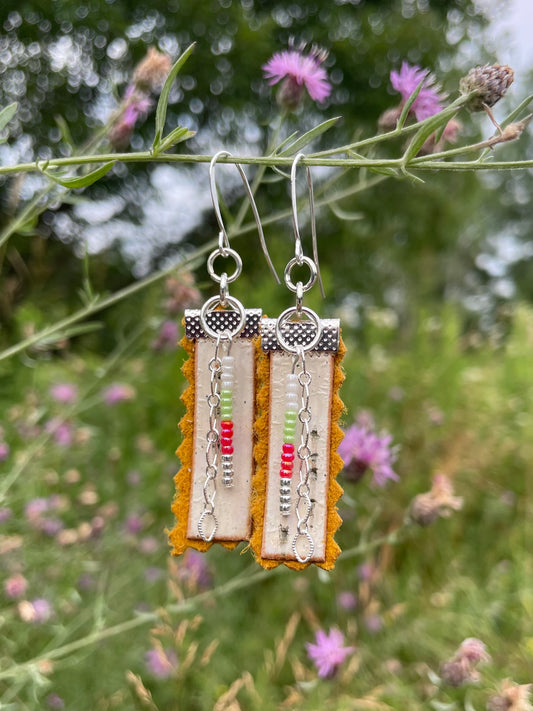 Birchbark, Buckskin & Beads Earrings