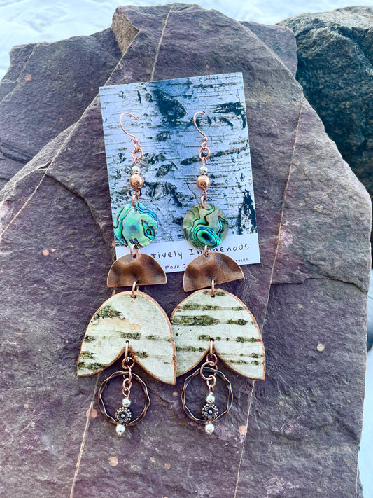 Birchbark Earrings with Abalone