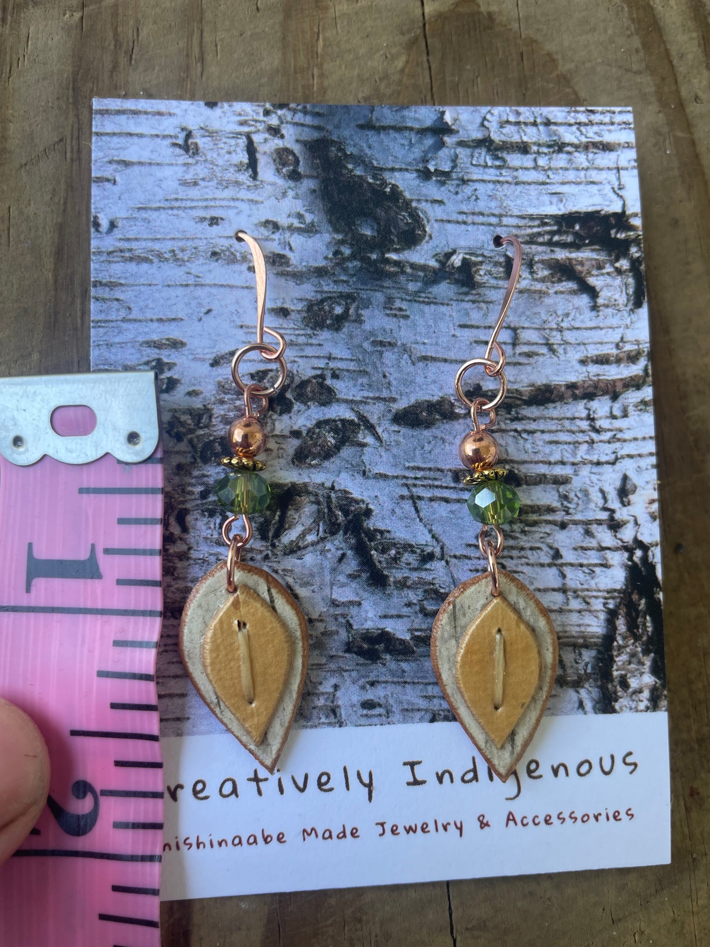 Small Appliqué Wiigwaas Leaf Earrings