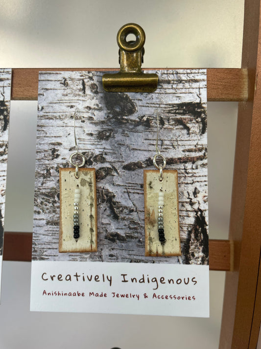 Birchbark and Seed Bead Earrings