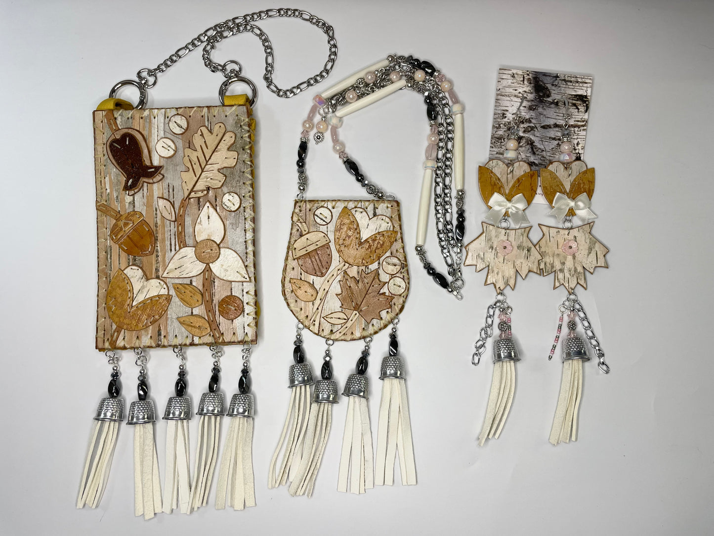 Pink Metal Maple and Floral Blooms Set