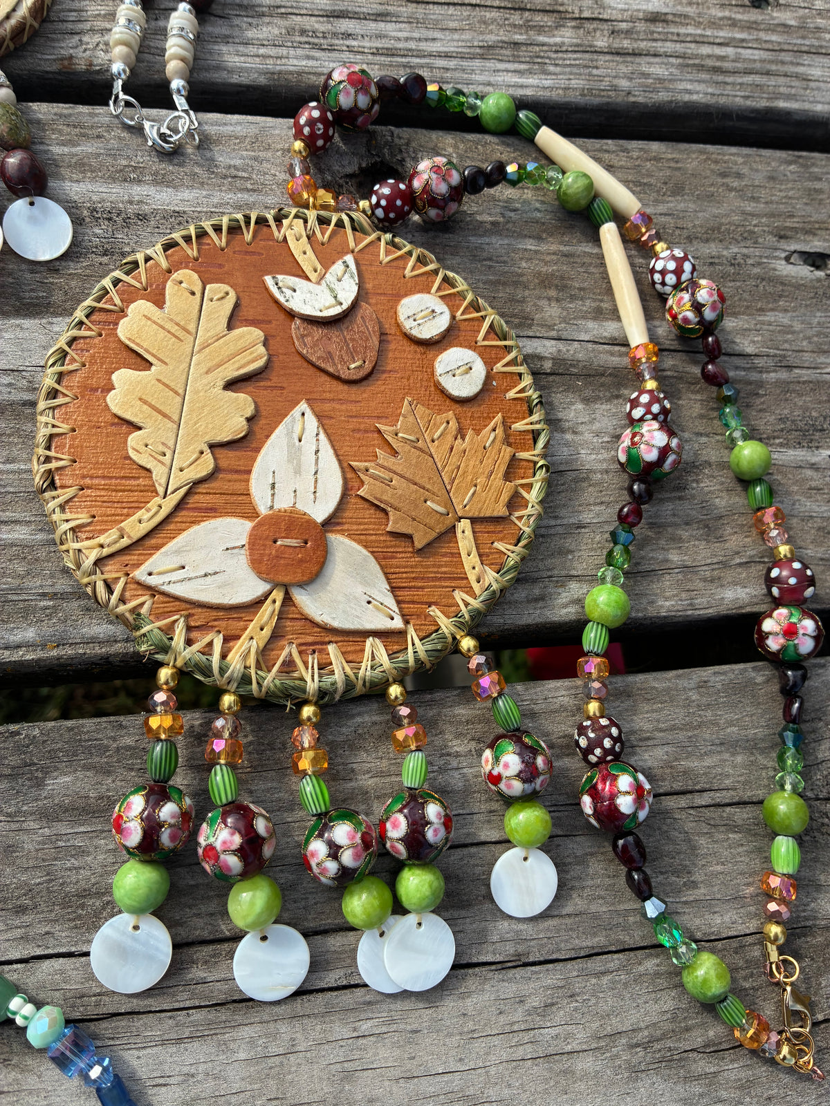 Woodland Floral and Sweet Grass Birchbark Medallion