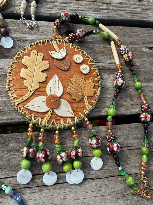 Woodland Floral and Sweet Grass Birchbark Medallion