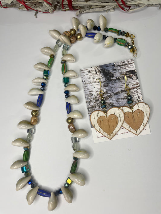 Birchbark Appliqué Hearts Woodland Floral Set