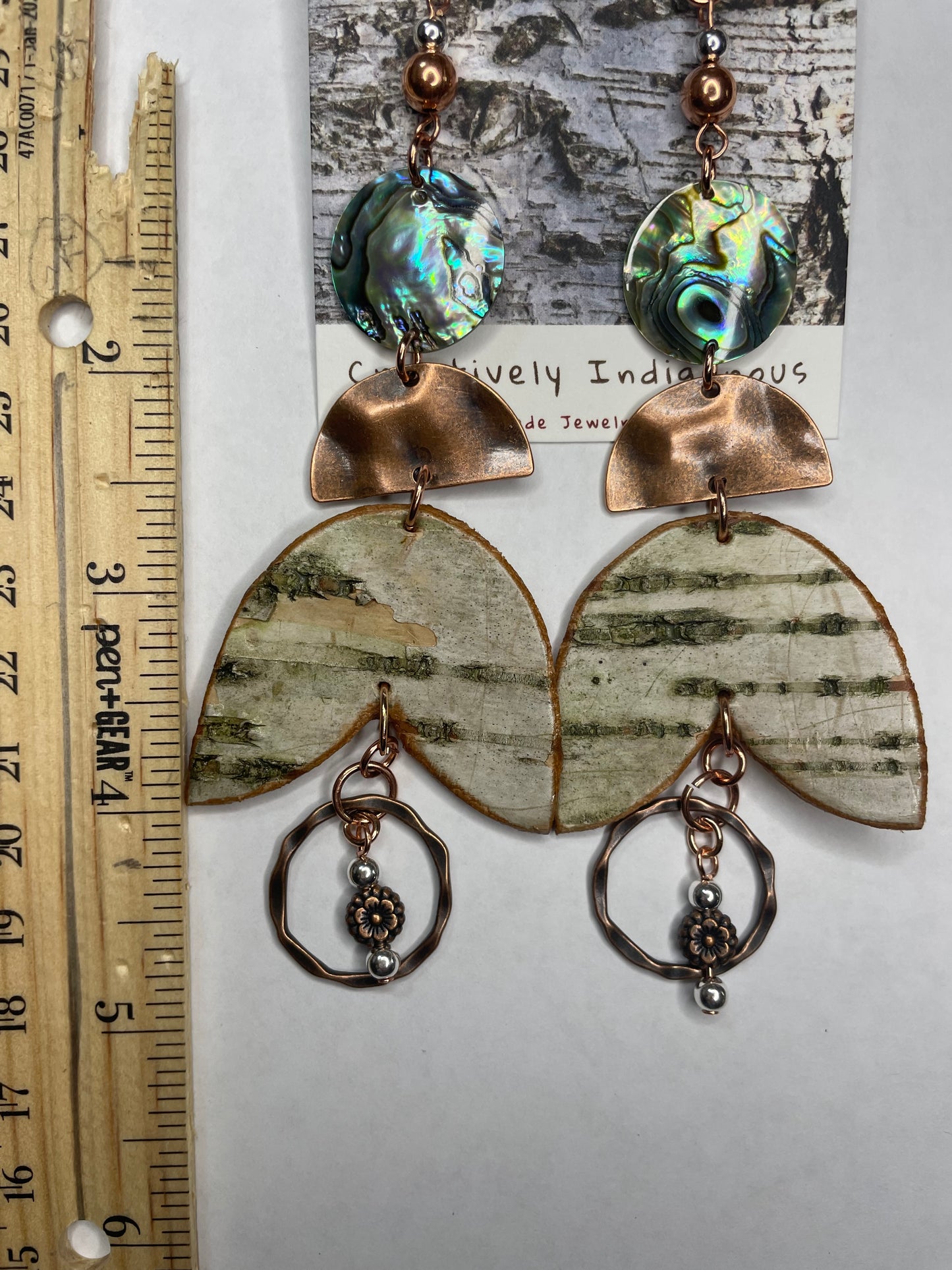 Birchbark Earrings with Abalone