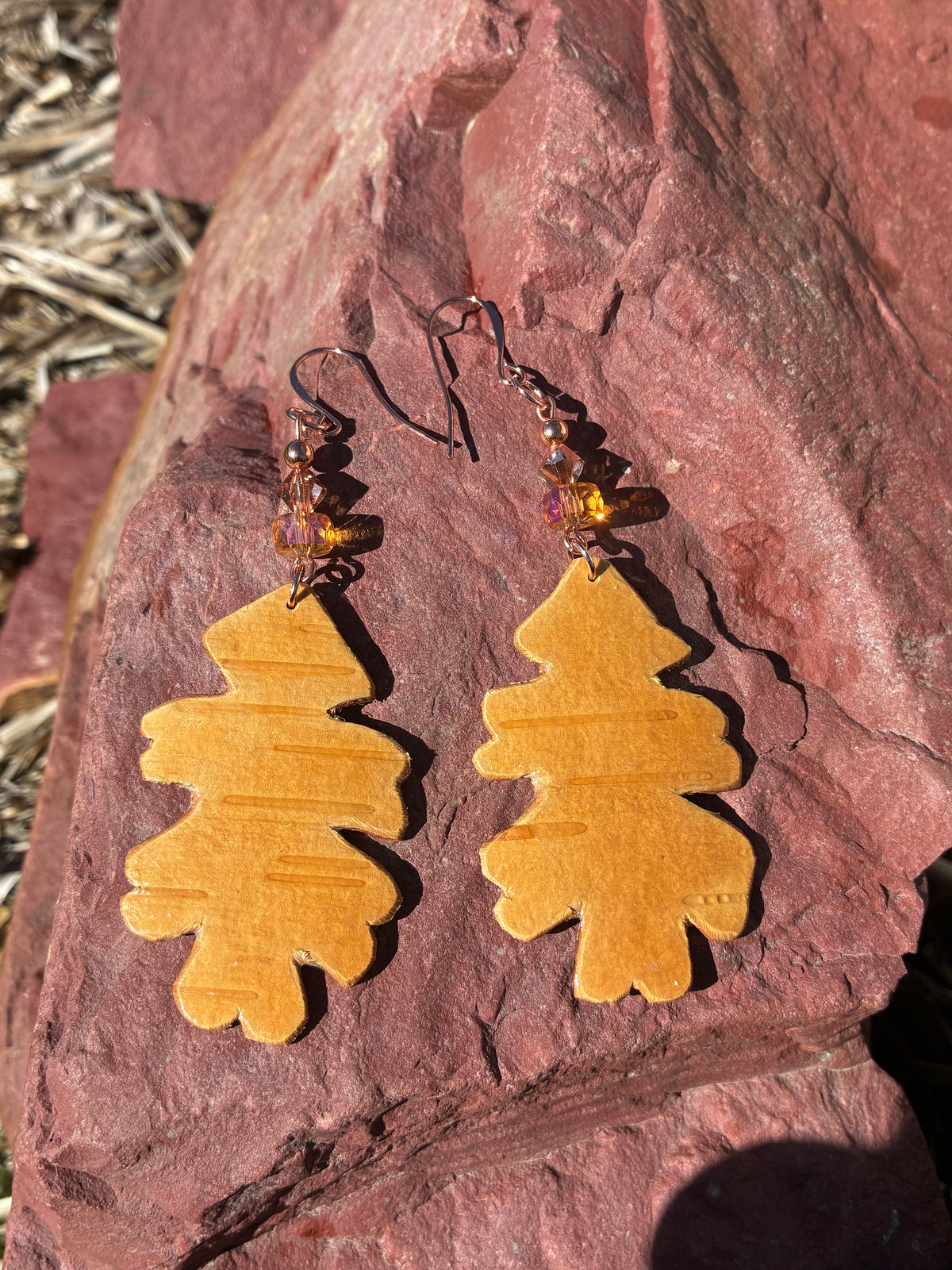 Autumn Oak Birchbark Earrings