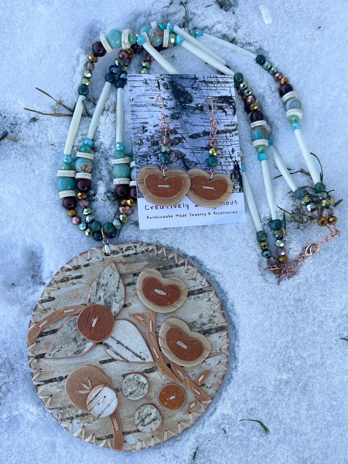 Birchbark Medallion Set with Tiger’s Eye and Agate