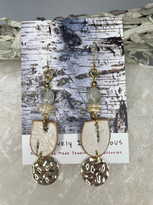 Birchbark Earrings with Abalone