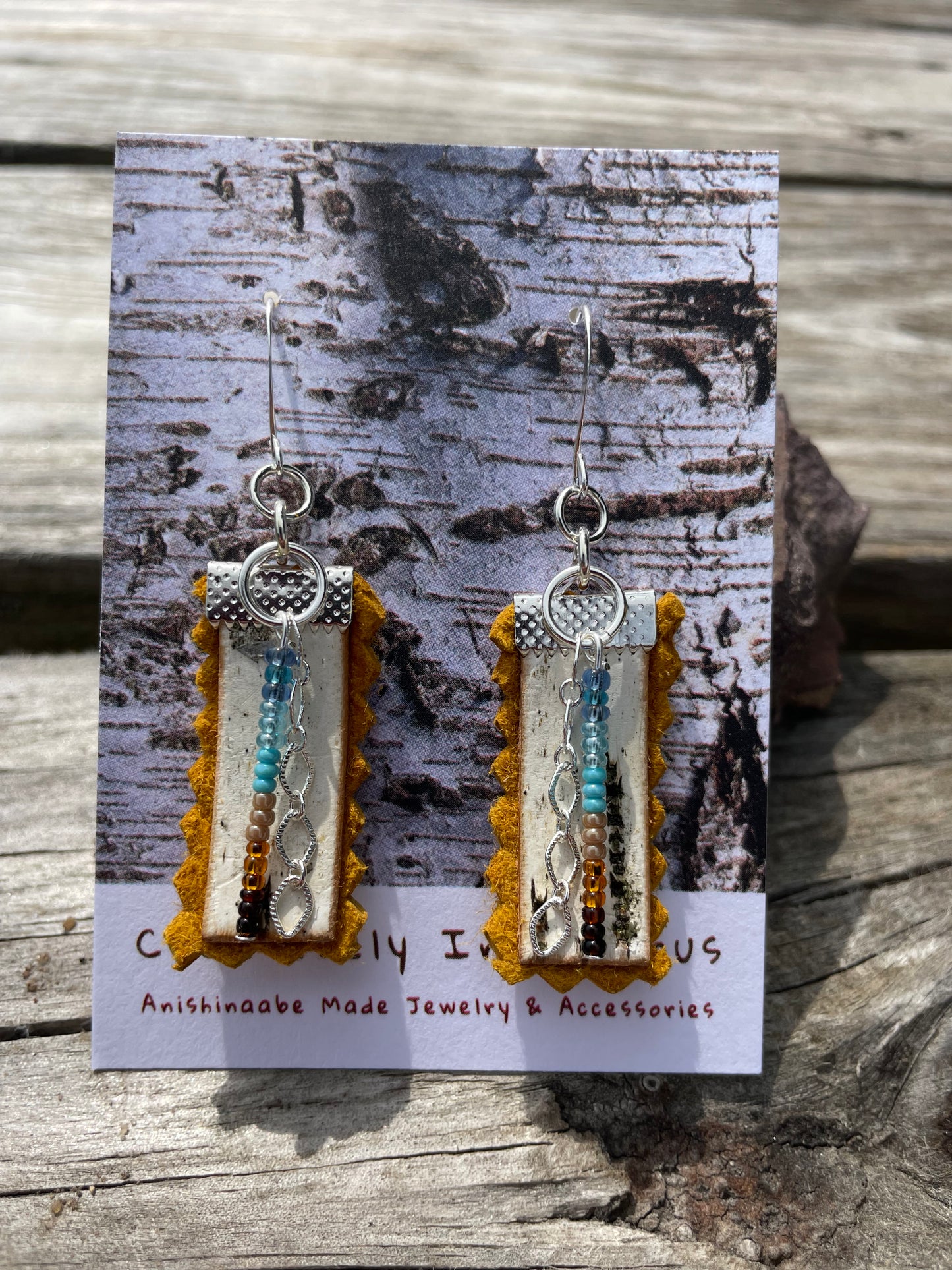 Birchbark, Buckskin & Beads Earrings