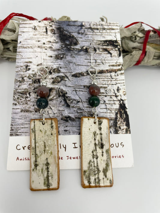 Birchbark and Indian Agate Earrings