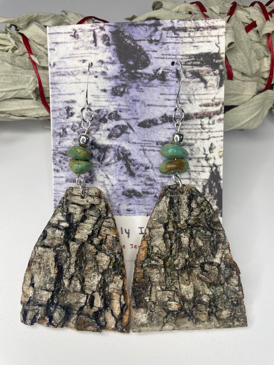 Birchbark Earrings with Turquoise