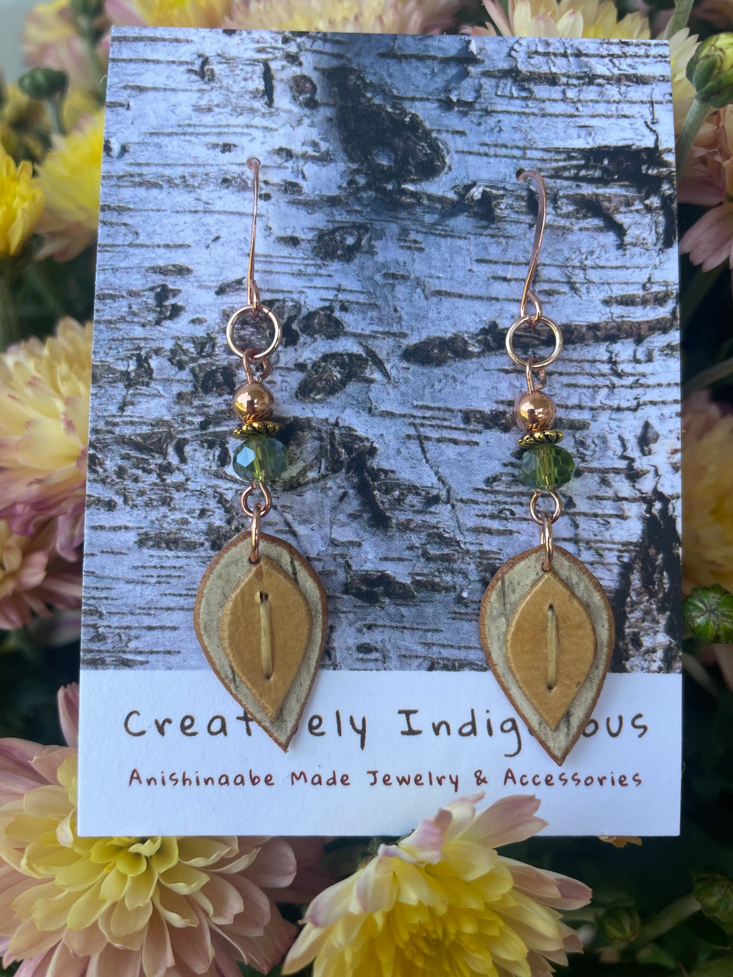 Small Appliqué Wiigwaas Leaf Earrings