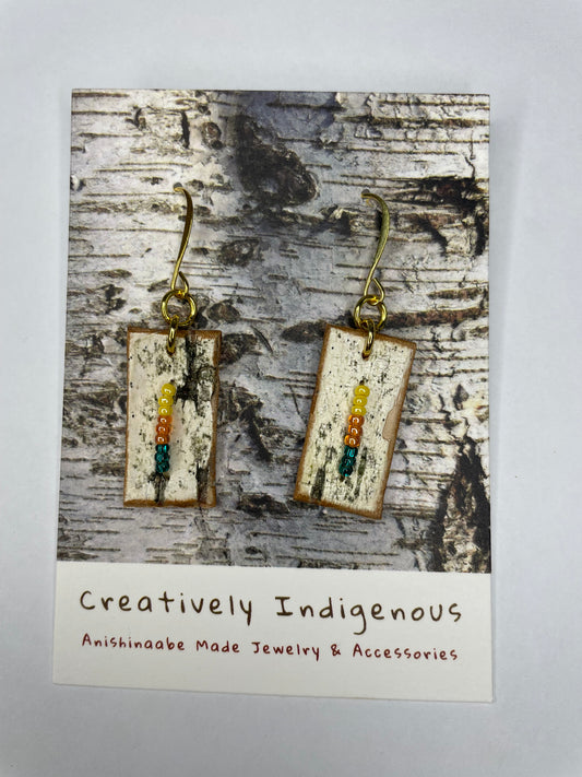 Birchbark and Seed Bead Earrings