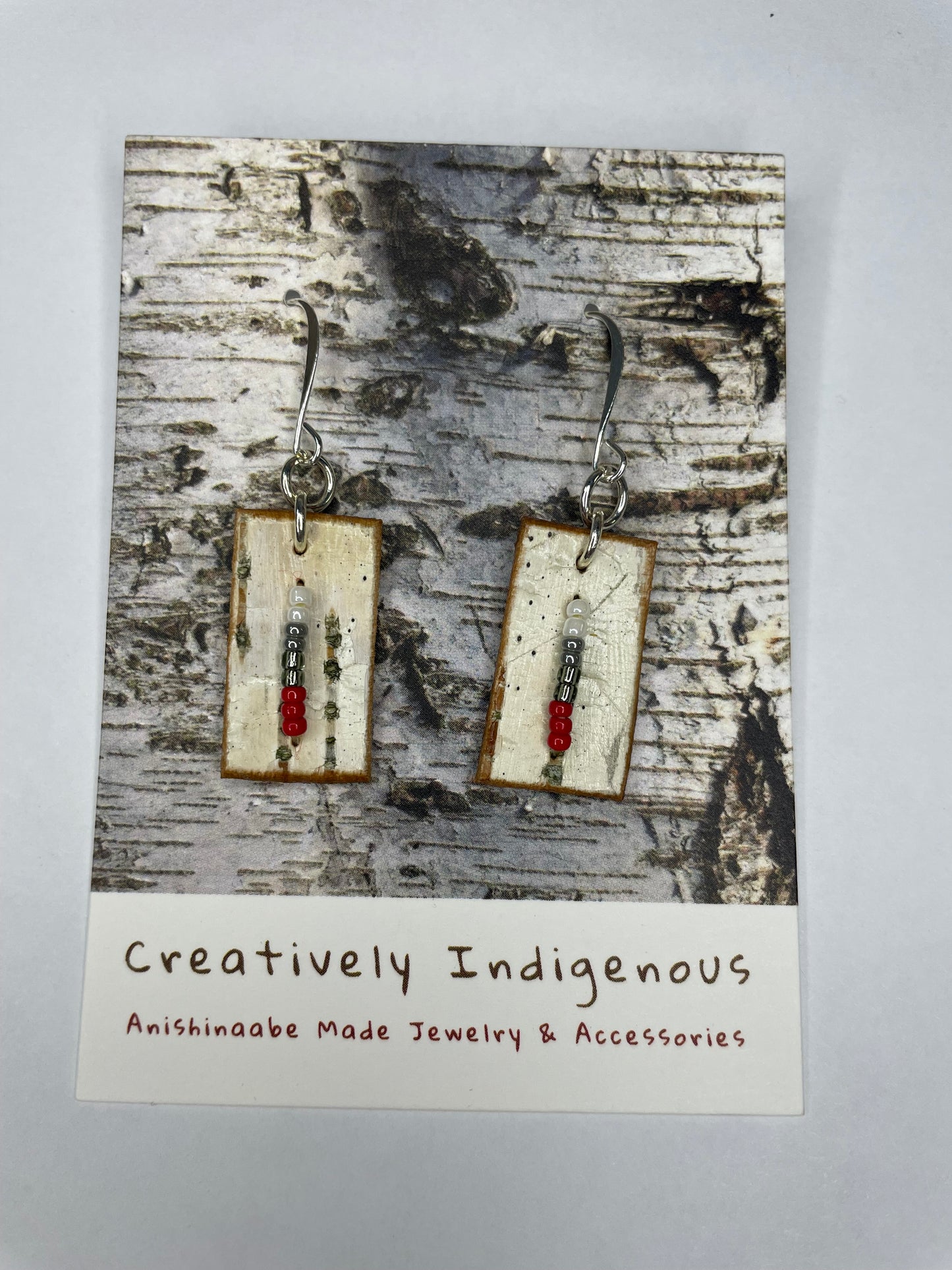 Birchbark and Seed Bead Earrings