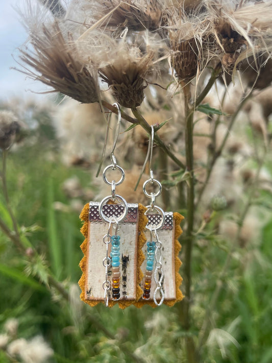 Birchbark, Buckskin & Beads Earrings
