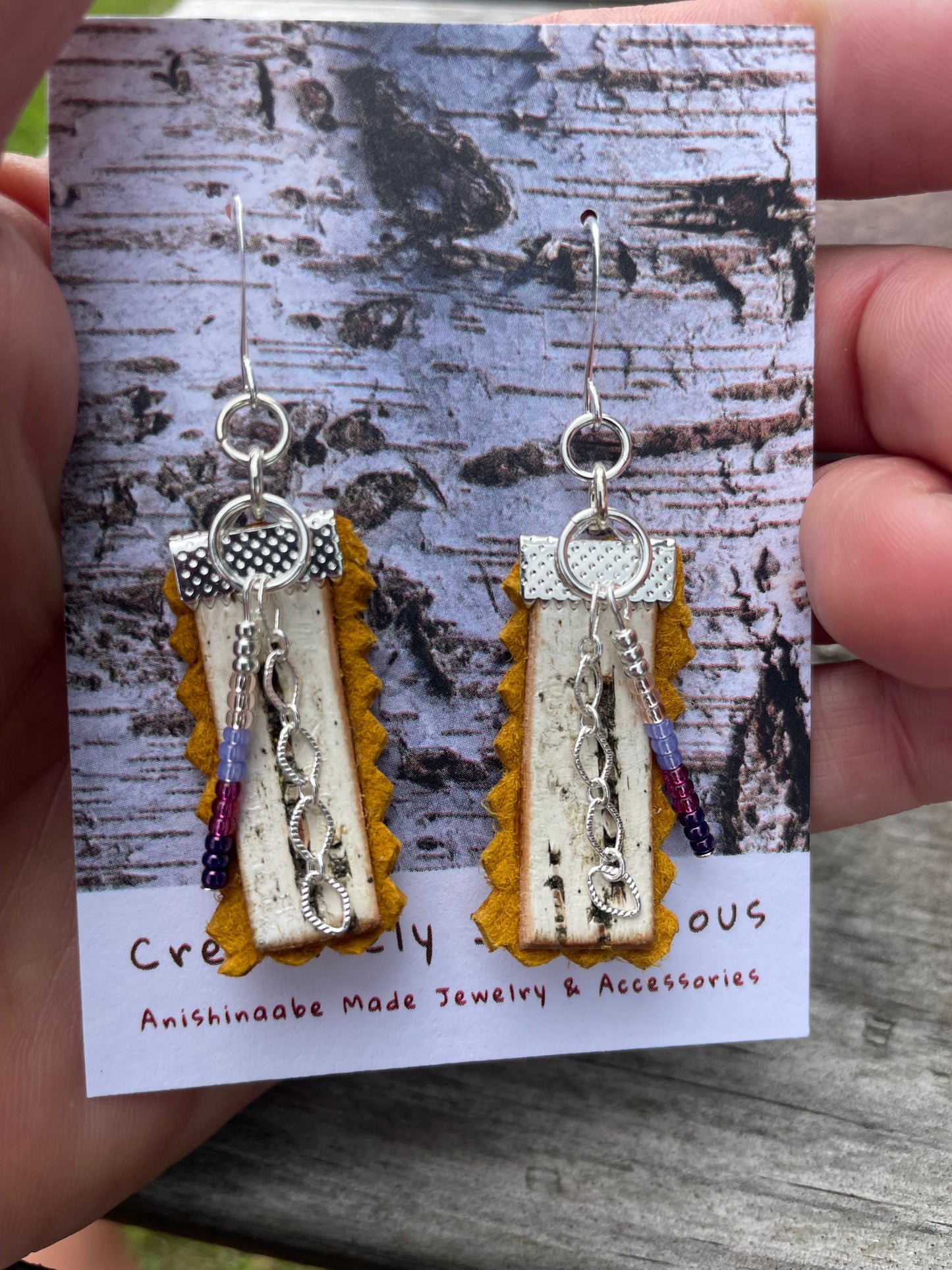 Birchbark, Buckskin & Beads Earrings
