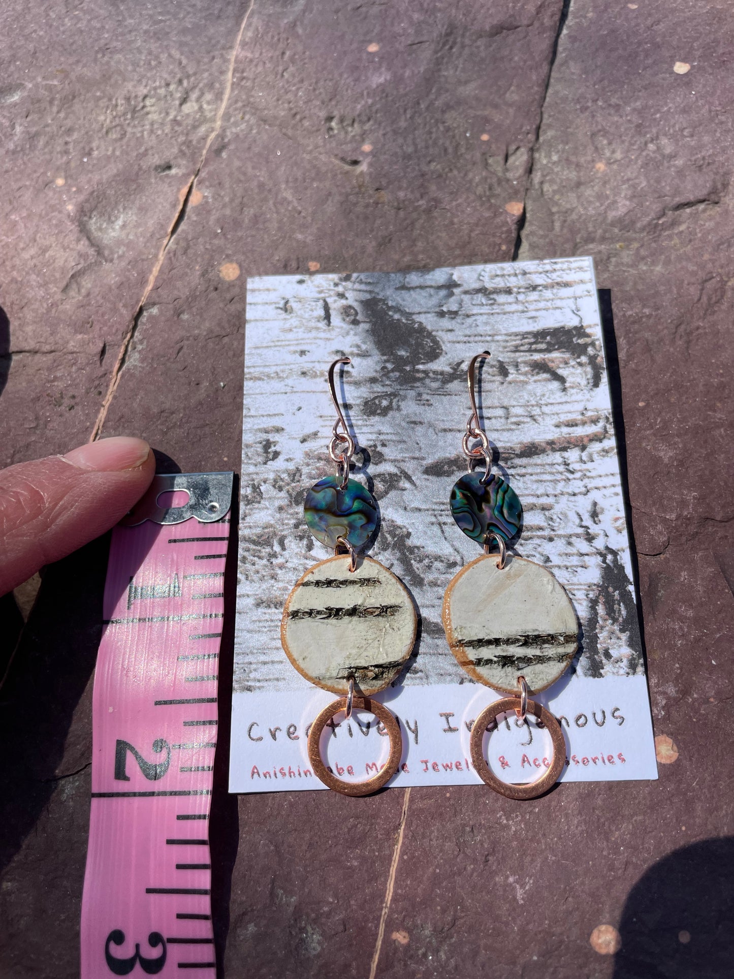 Birchbark Earrings with Abalone