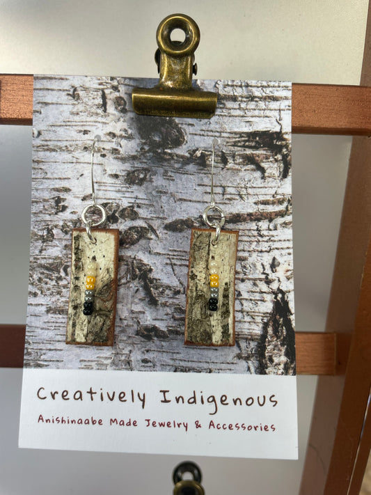 Birchbark and Seed Bead Earrings